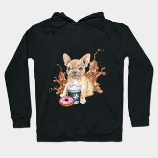 Bulldog puppy and coffee Hoodie